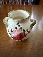 Keramikvase Handarbeit Blumenmotiv weiss grün ca. 9cm H