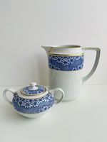 Set pichet et sucrier Rosenthal, décor bleu fleuri