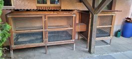 Holz-Kleintiergehege mit 3 Abteilen