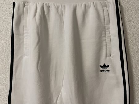 Adidas sweatpants white with black stripes size L