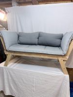 Verstellbare Gartenbank Holz grau mit Polster