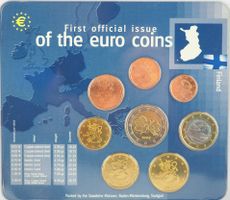 Finnland Erste offizielle Ausgabe der Euro-Münzen
