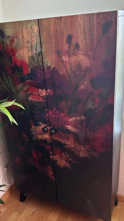Kare Design Mahagonischrank FLEUR massiv handbemalt Unikat (Gebraucht ...