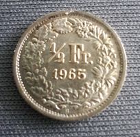 50 Rp. - 1/2 Fr. Silbermünze Schweiz, 1965 B