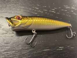Topwater Plopper Kunstköder 9cm 13g gold silber schwarz
