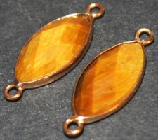 Anhänger Set L-7567 – 2 Stück Tigerauge Cabochon goldig eing