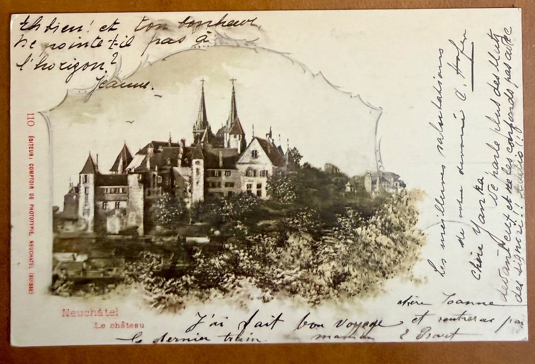 Cartoline postali: Neuchâtel - Le Château - Litho 1900 – Usato da Lutry venduto da Ediego