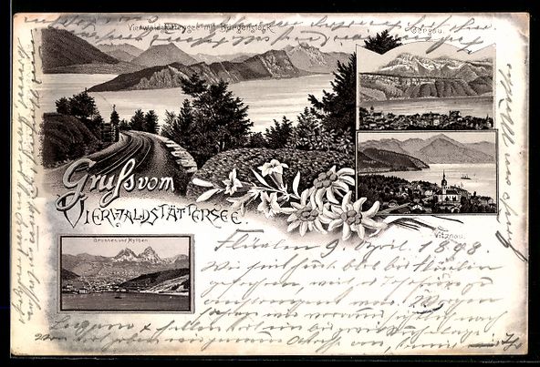 Cartoline postali: Litho Brunnen, Vierwaldstättersee, Vitz – Usato da Berlin venduto da bartko-reher