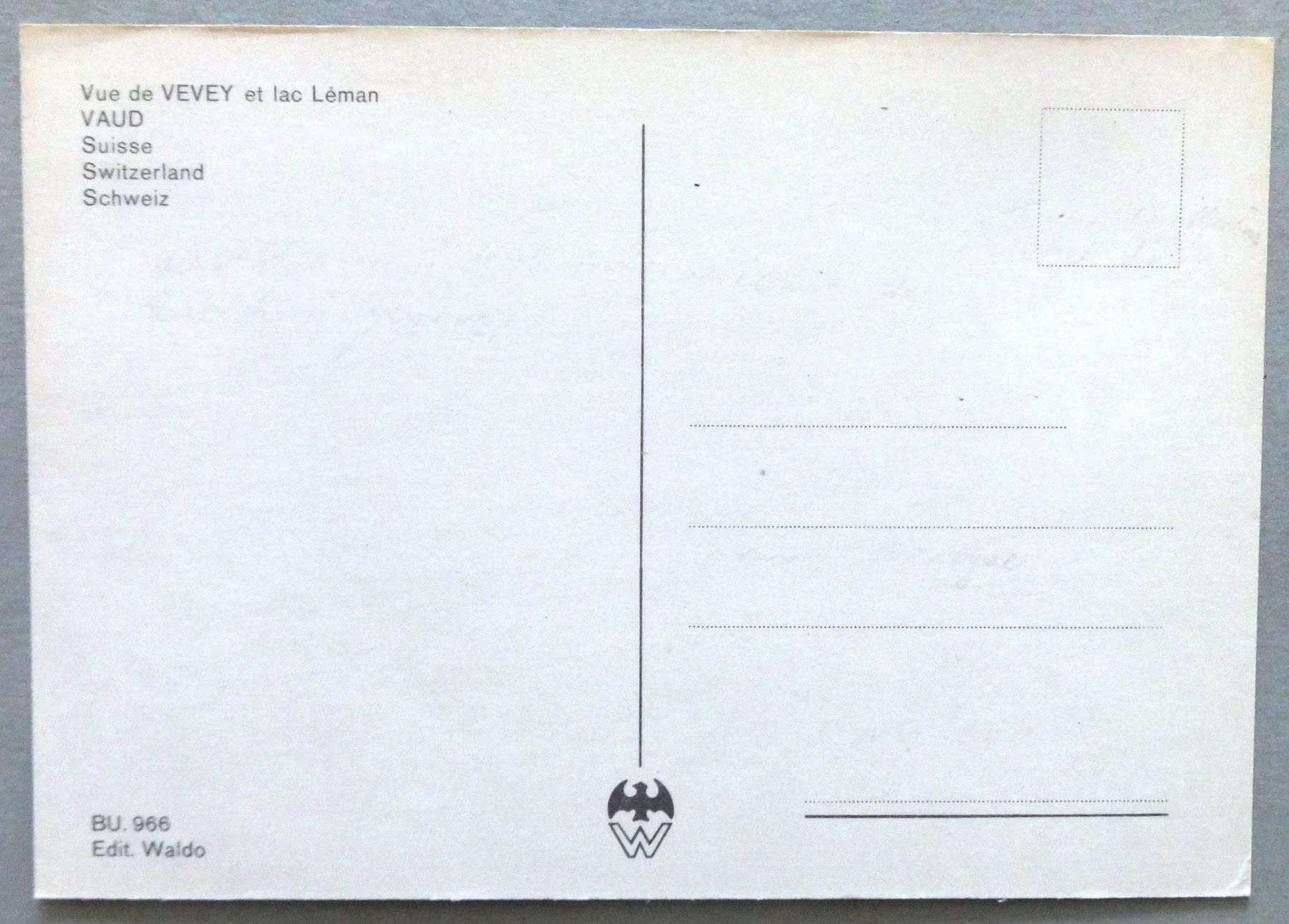 Cartoline postali: Vue de Vevey et lac Léman – Usato da Fétigny venduto da Billy2miny 1
