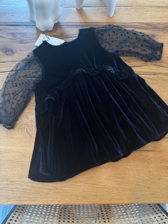 ZARA BABY GIRL 🖤 robe velours & tulle NEW! 86