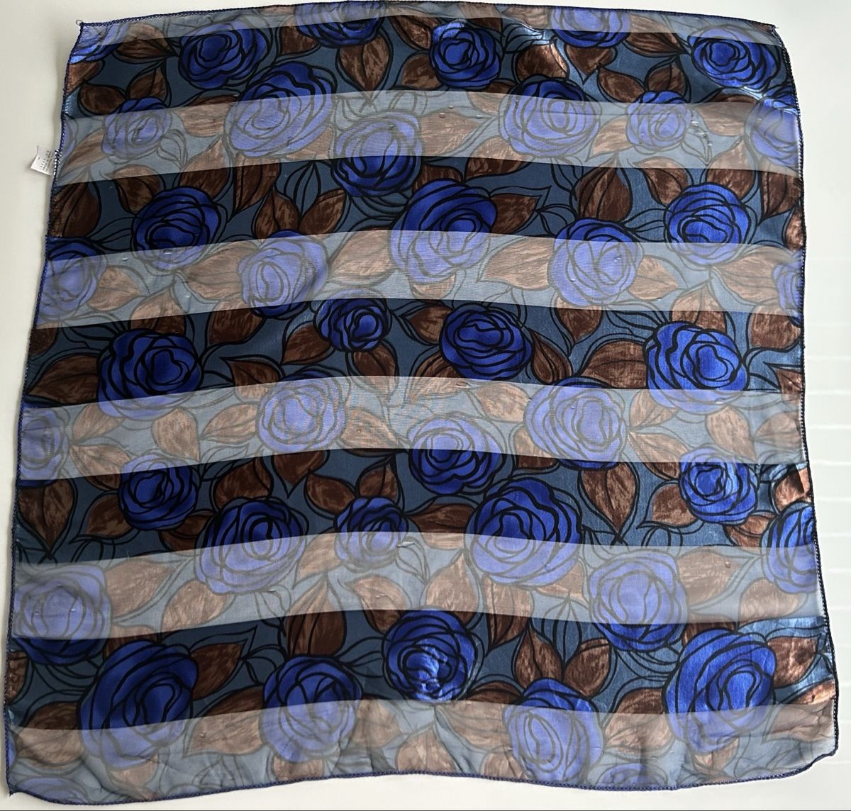 Foulards, Tücher & Schals: Scarf blue floral pattern polyester made in Korea new – Neu (gemäss Beschreibung) aus Saland von ele_vc96