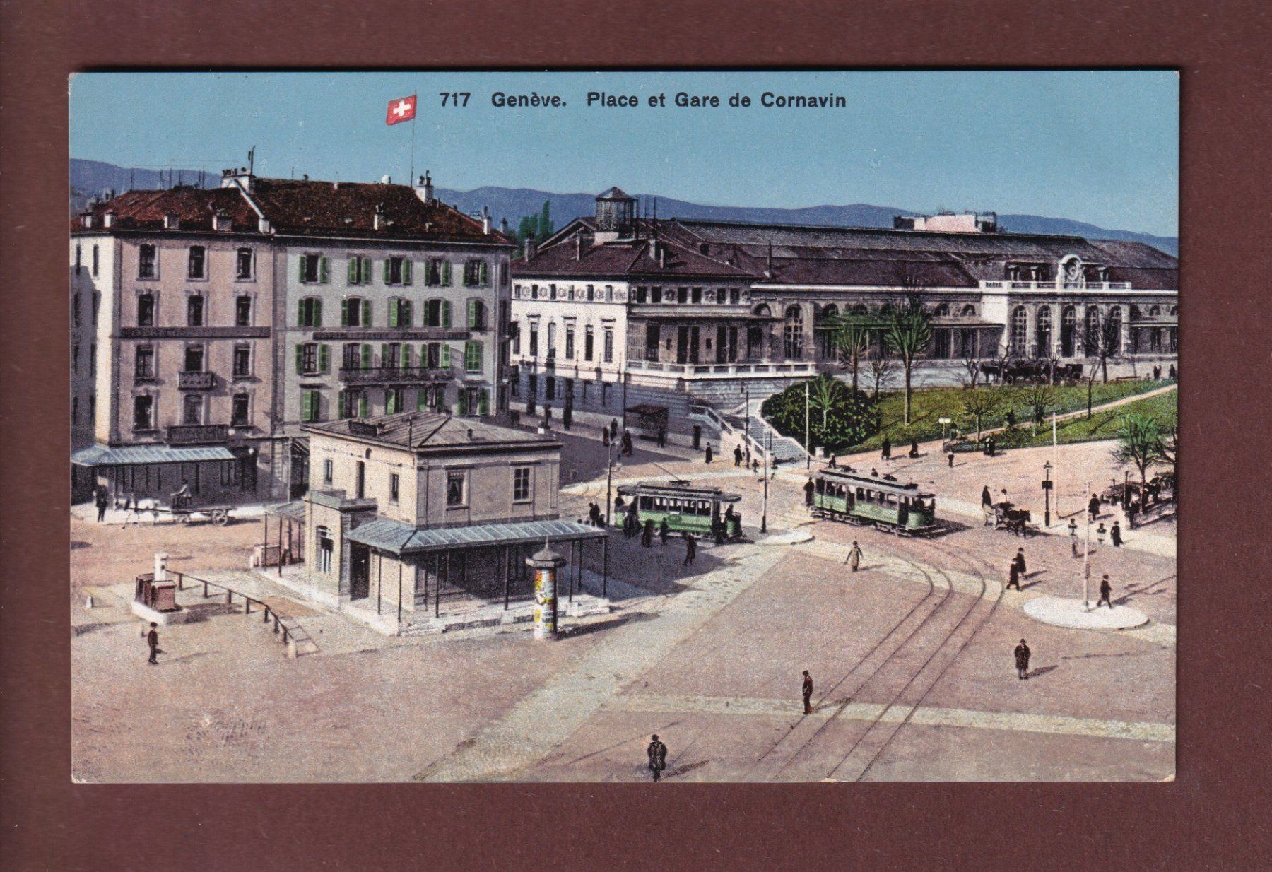 Cartoline postali: GENEVE - Place et Gare de Cornavin - Tram – Usato da Pully venduto da nicecards
