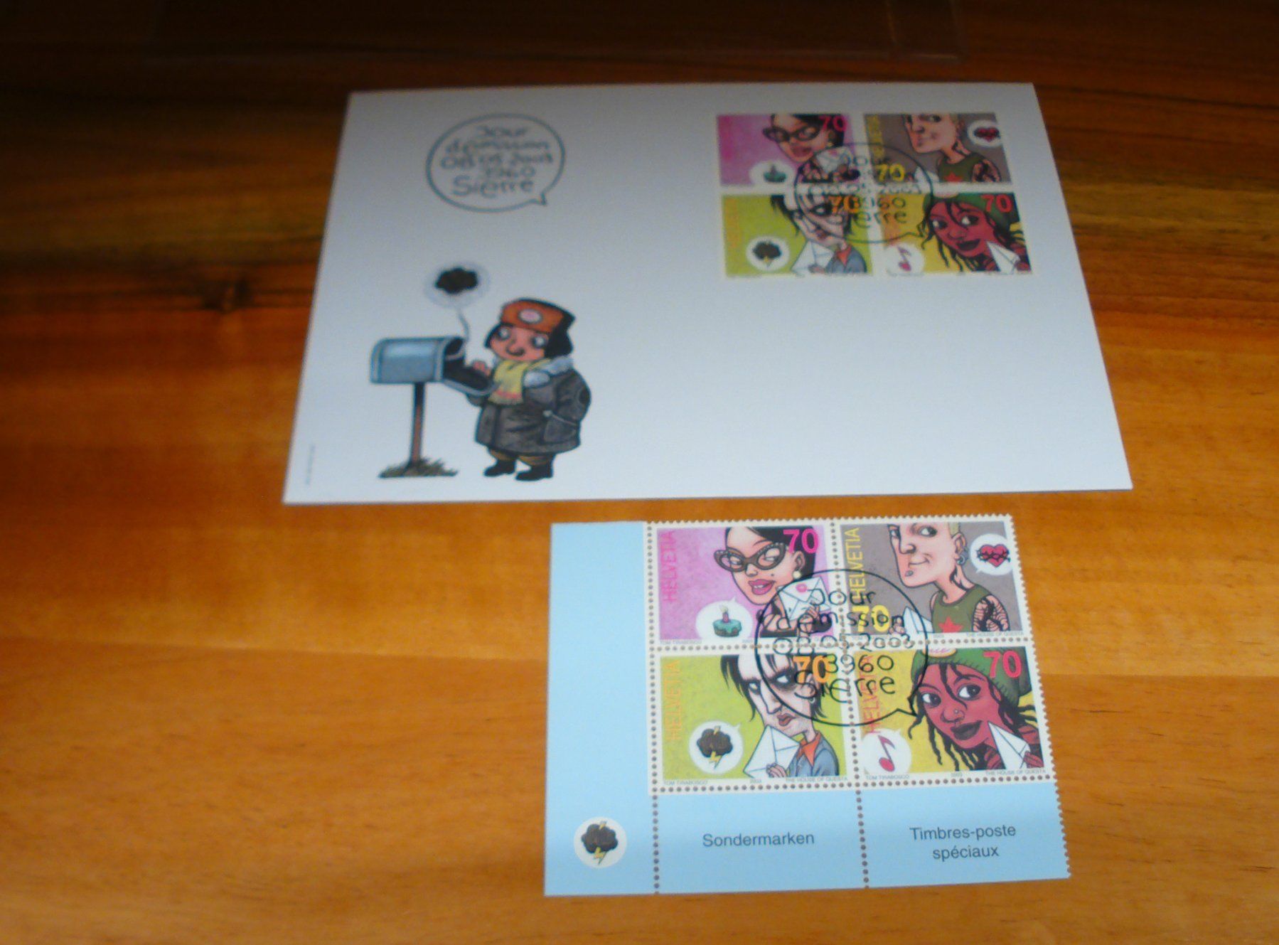 Alle Briefmarken: Z-Druck Comic  2003, 4erblock ET-o + FDC – Gebraucht aus Niederwil AG von morostahu 1