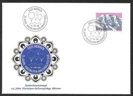 Ballonpostbrief 75 Jahre Ballonaufstiege Mürren 29.6.1985