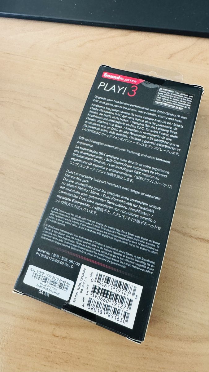 Creative Cartes son: Sound Blaster PLAY! 3 USB DAC neu – Neuf avec emballage d'origine à Kaltbrunn par RacingPoint.ch 1