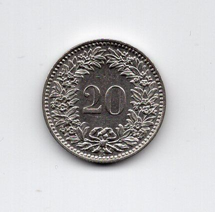 Tutti le monete: (2211) 20 Rappen 1927, Super, stgl – Usato da Rüthi (Rheintal) venduto da erdnuessli1