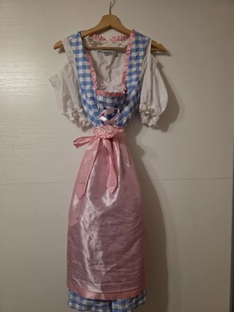 Dirndl Janina Grösse 44 blau-weiss kariert rosa Schürze
