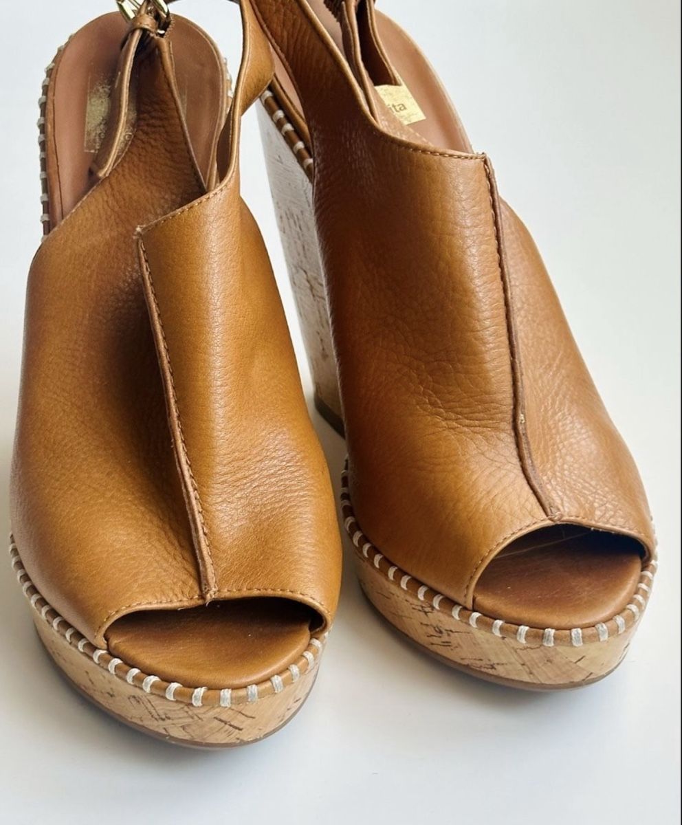 Scarpe da donna: Tan Leather Summer Wedges Size 9M – Usato da Vevey venduto da ledidream 4
