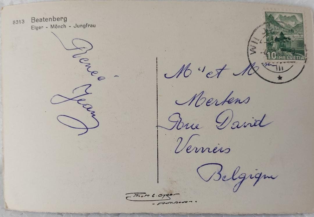 Cartoline postali: BEATENBERG  -  Eiger - Mönch - Jungfrau - 1943 – Usato da Delémont venduto da Domdom1 1