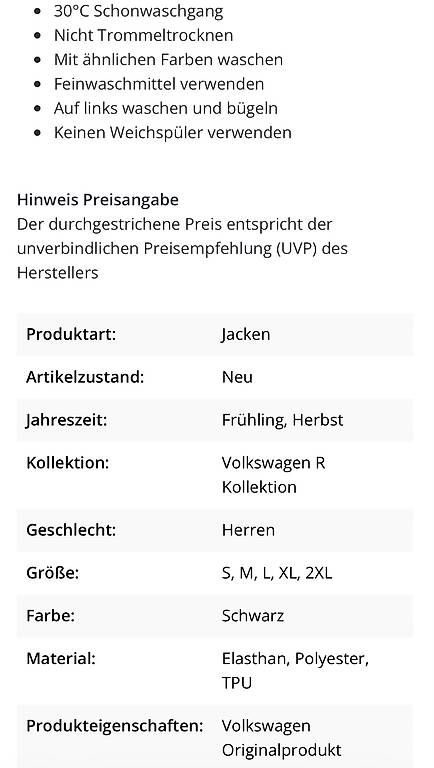 Giacche: Volkswagen Softshell Jacke "R" Grösse S – Usato da Hindelbank venduto da LeoSal 4