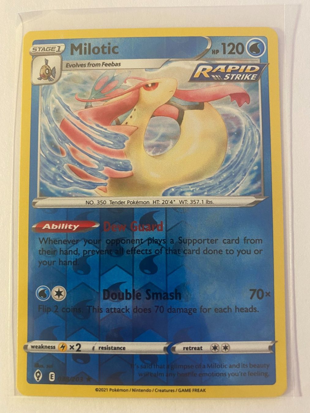 Pokémon Carte collezionabili: Pokemon Milotic 038/203 Reverse Holo Evolving Skies EN – Nuovo (secondo la descrizione) da Weingarten-Kalthäusern venduto da McGmavlo