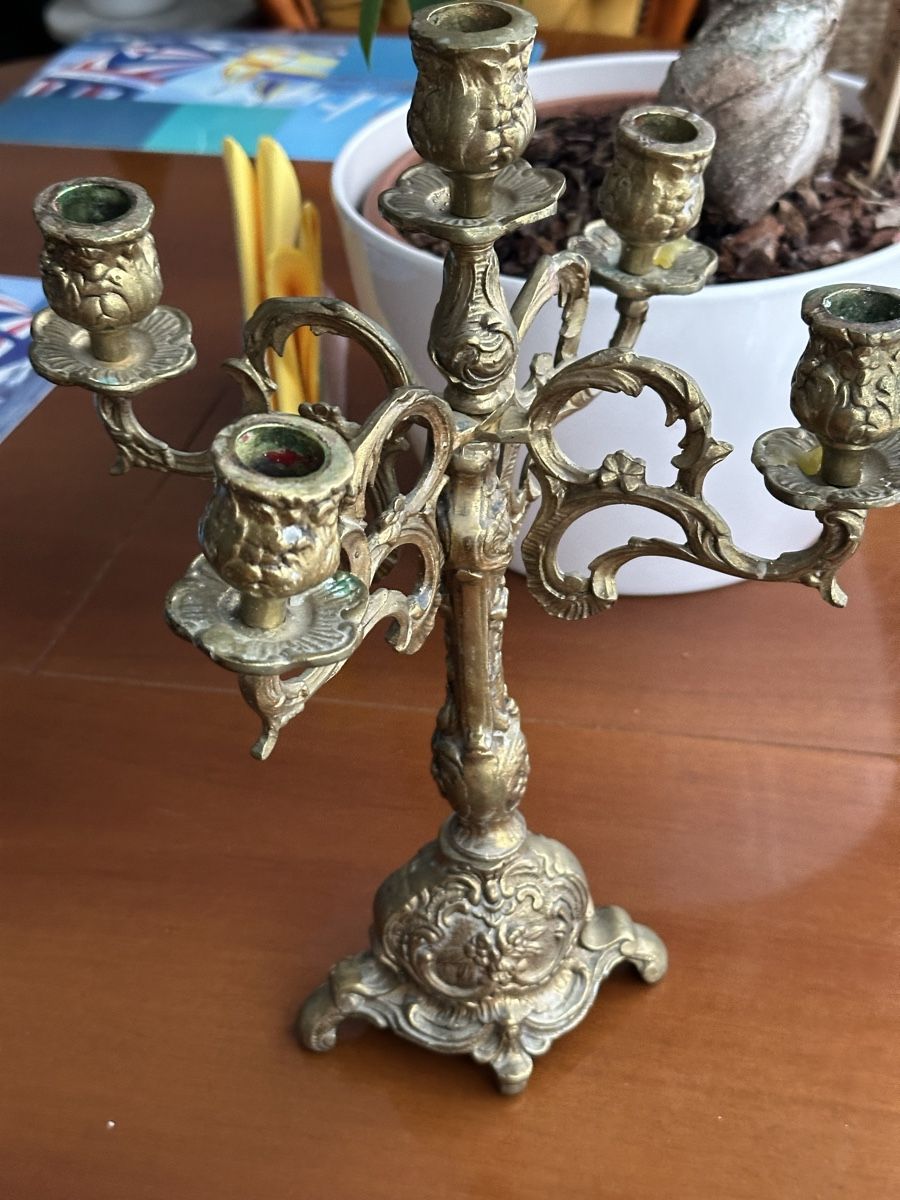Portacandele: Messing Kerzenständer 5flaming – Usato da Basel venduto da Ivana_4