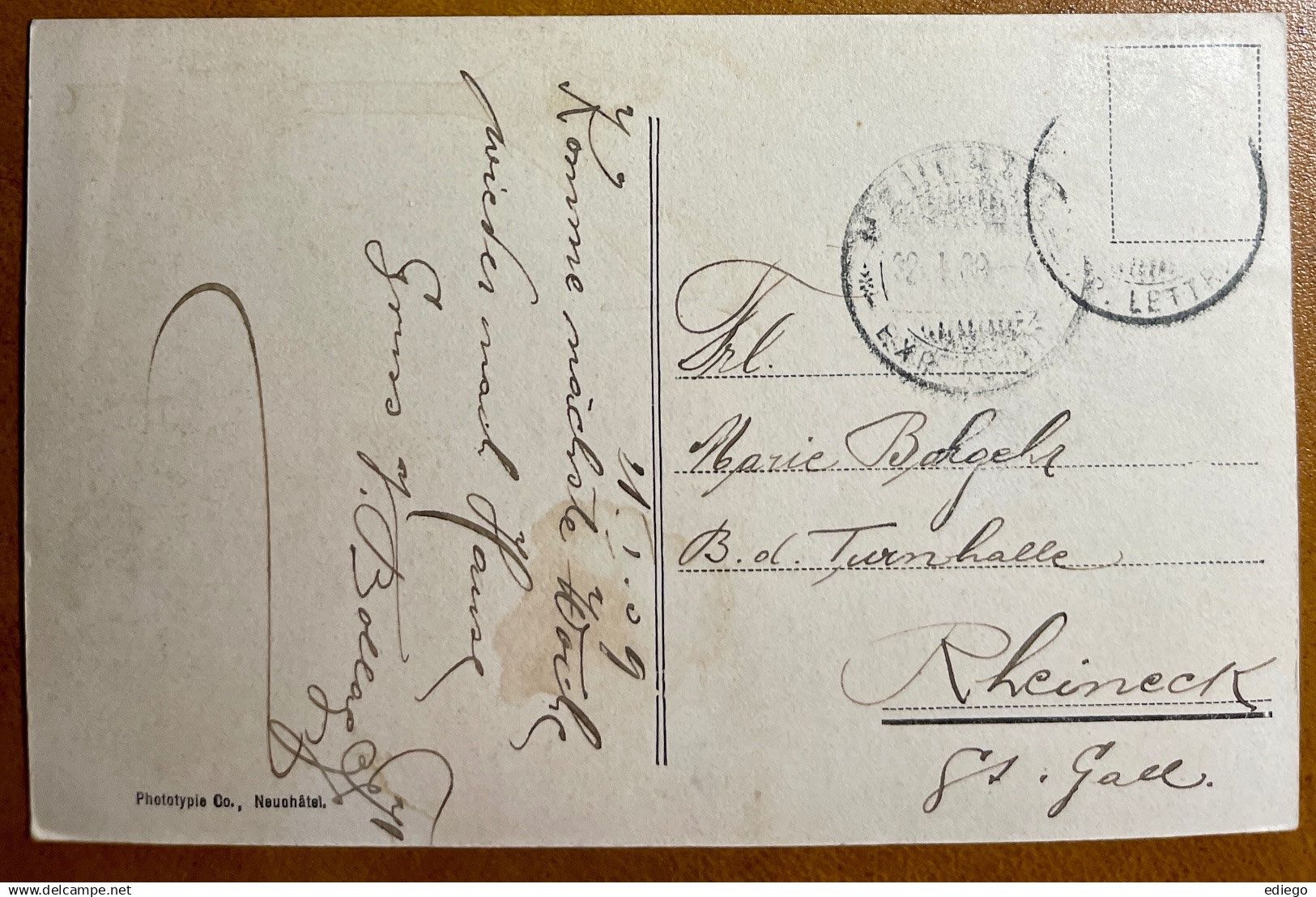 Cartoline postali: NEUCHÂTEL - Quai du Mt. Blanc 1909 – Usato da Lutry venduto da Ediego 1