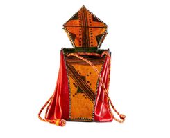 Schlussverkauf - Tuareg Lederbeutel rot/gelb gross