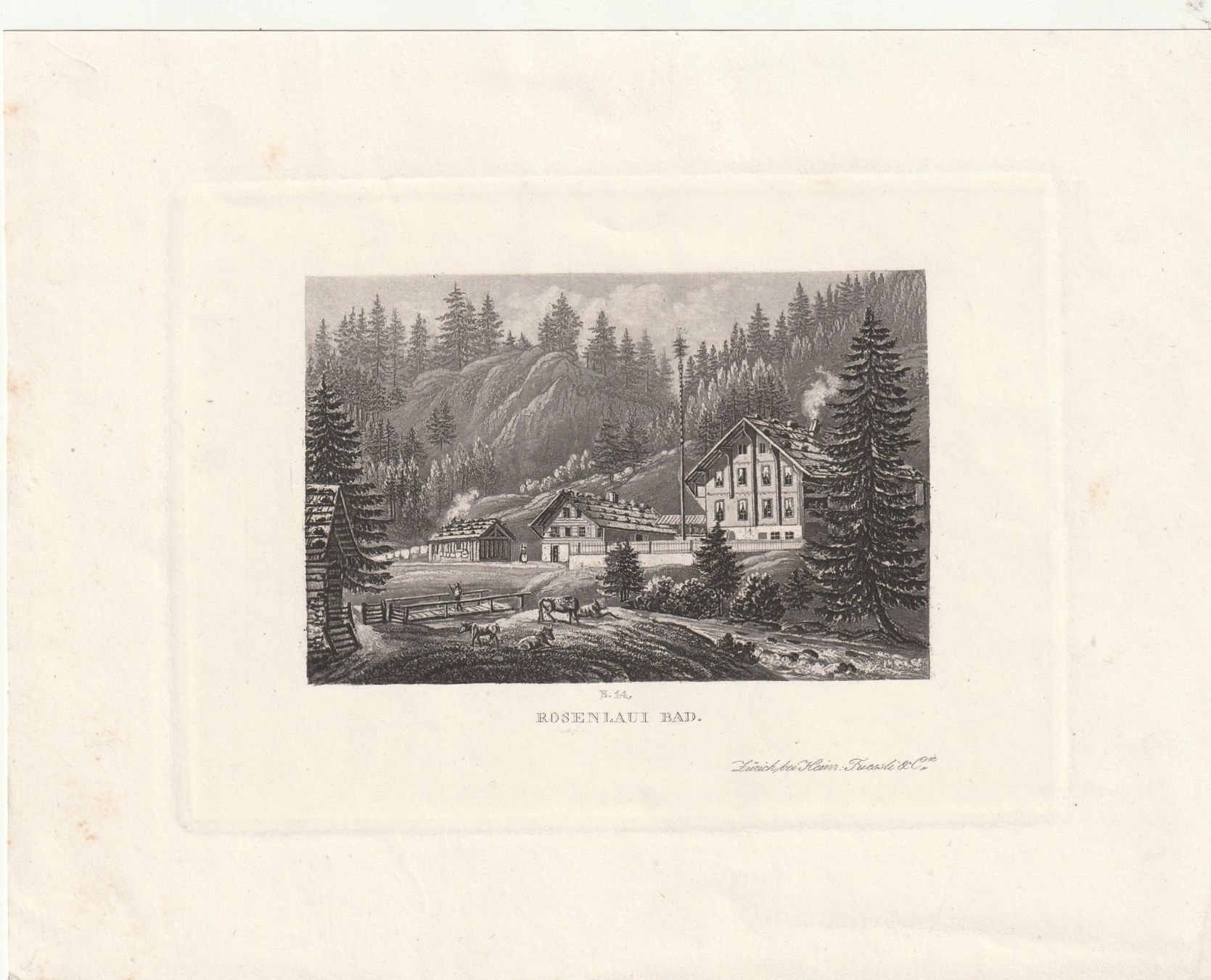 Incisioni: Kupferstich Rosenlaui - Bad ca. 1860 – Usato da Rorschacherberg venduto da fratovi2
