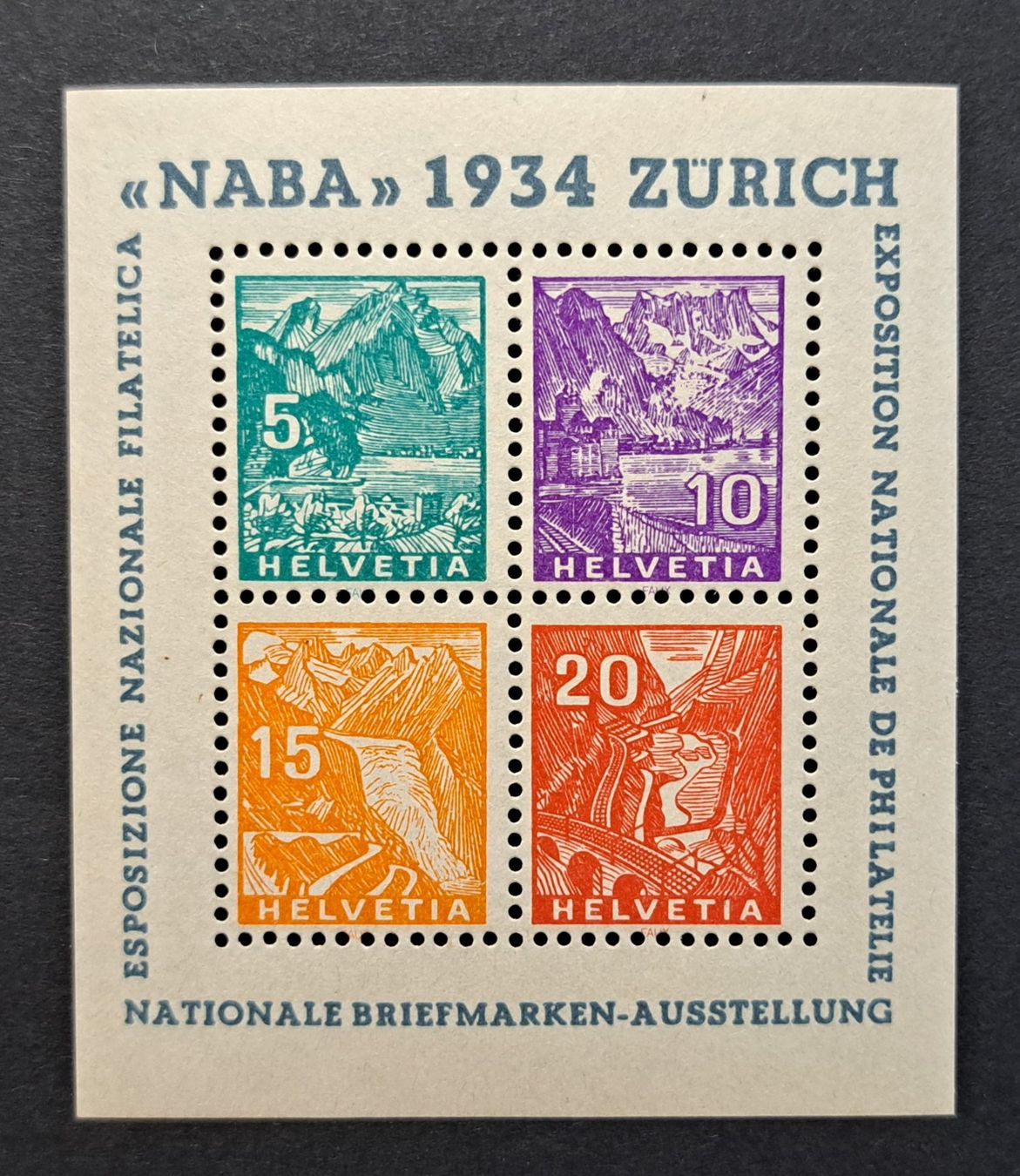 Alle Briefmarken: Naba Block 1934 Ganzfälschung ** – Gebraucht aus Unterägeri von PhilatelieStudiger