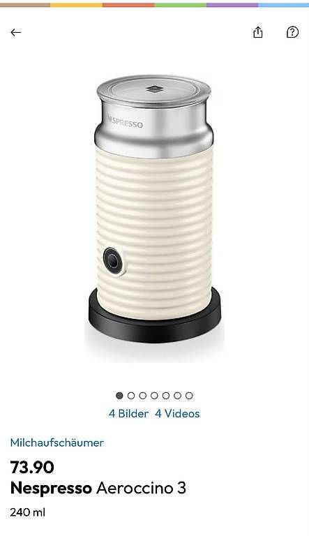 Elettrodomestici da cucina: Nespresso Milchschäumer Aeroccino 3 – Usato da Aarau venduto da Augusta14 3
