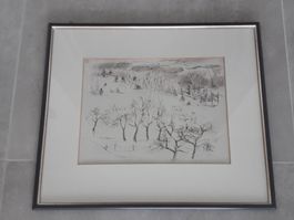 Emil Mehr - Weide - Tusche auf Papier (Schweizer Künstler)