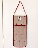 Hängeorganizer Küche Beige/Rot mit Besteckmotiv