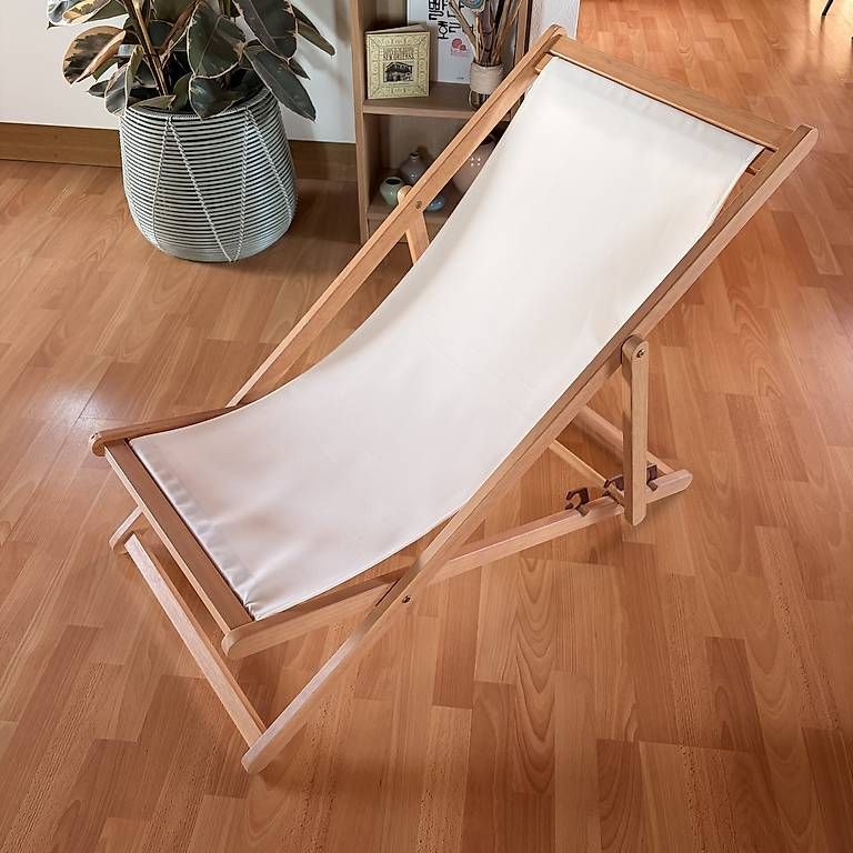 Maisons du monde Sedie a sdraio: Chilienne pliante écrue en eucalyptus massif – Usato da Chavannes-de-Bogis venduto da ori_zqh9 1