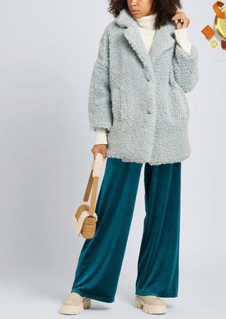 8 by Yoox Bouclé Sherpa Coat Mantel US6 UK10 IT42 EU M