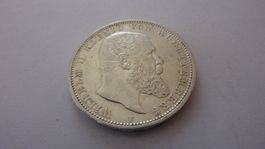 Silbermünze aus Würtemberg : 5 Mark König Wilhelm 1907, vorz