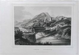 Leuk Stadt Stahlstich von Rohbock