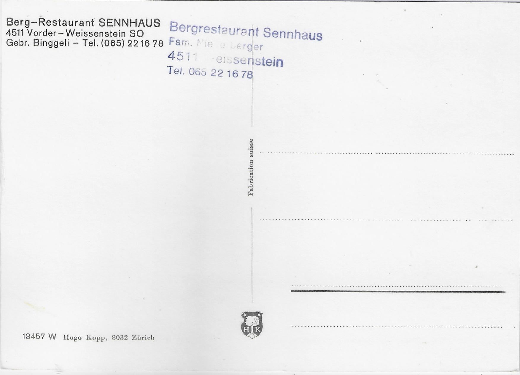 Ansichtskarten: Berg-Restaurant Sennhaus - Vorder- – Gebraucht aus Ettingen von Kartenplanet 1