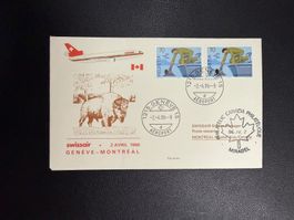 Swissair Erstflugbrief Genf-Montreal 1986