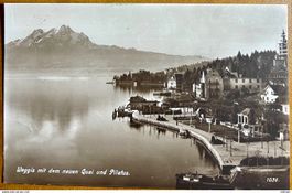 WEGGIS mit dem neuen Quai und Pilatus 1923