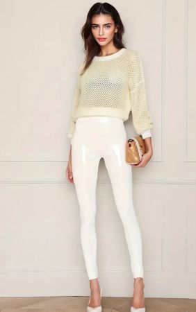 Vinyl Lack Leggings Weiss