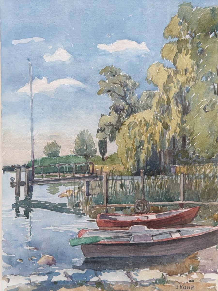 Dipinti: Aquarell am Greifensee, J. Kunz. Gemälde. – Usato da Biberist venduto da Momo33 1