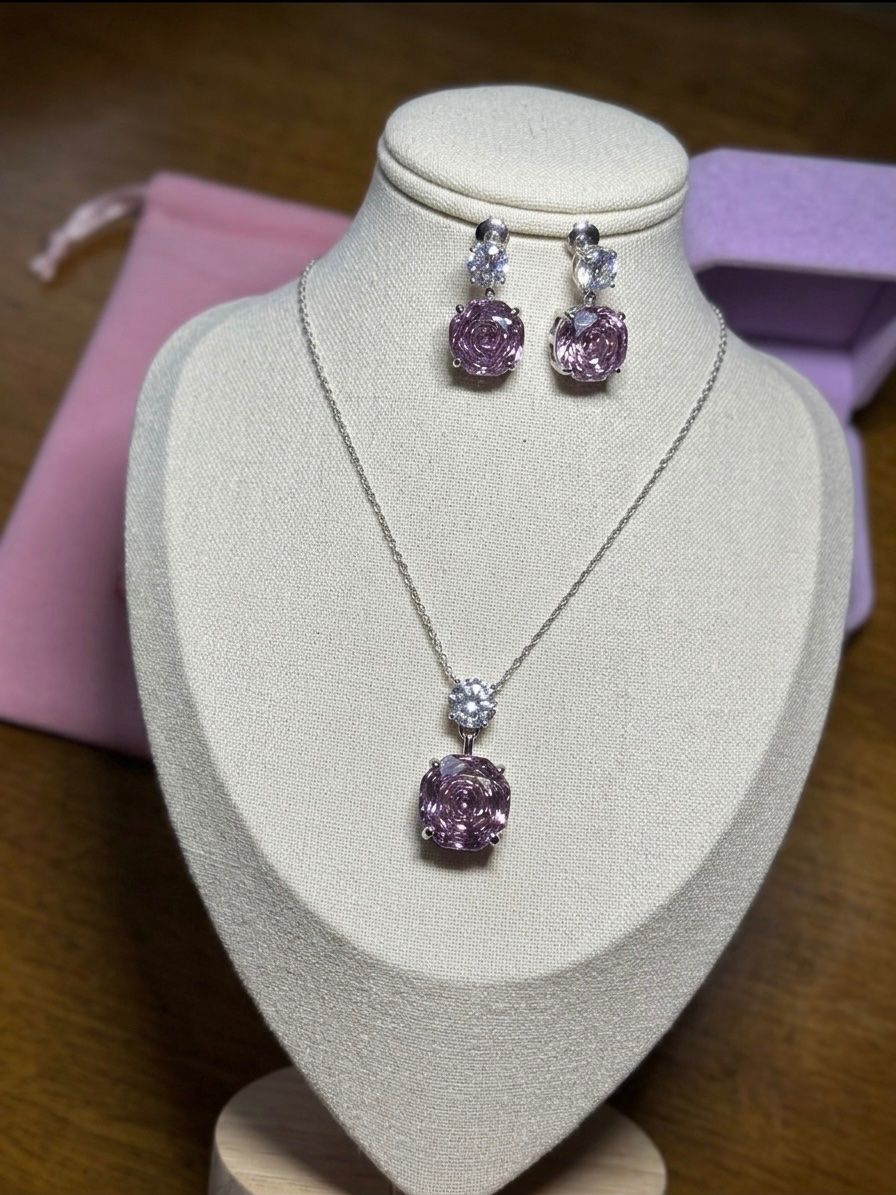 Sonstiger Schmuck: Parure Rose argentée – Gebraucht aus St-Maurice von Sandrinette123 2