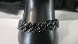 Bracciale cubano nero con zirconi 20 cm