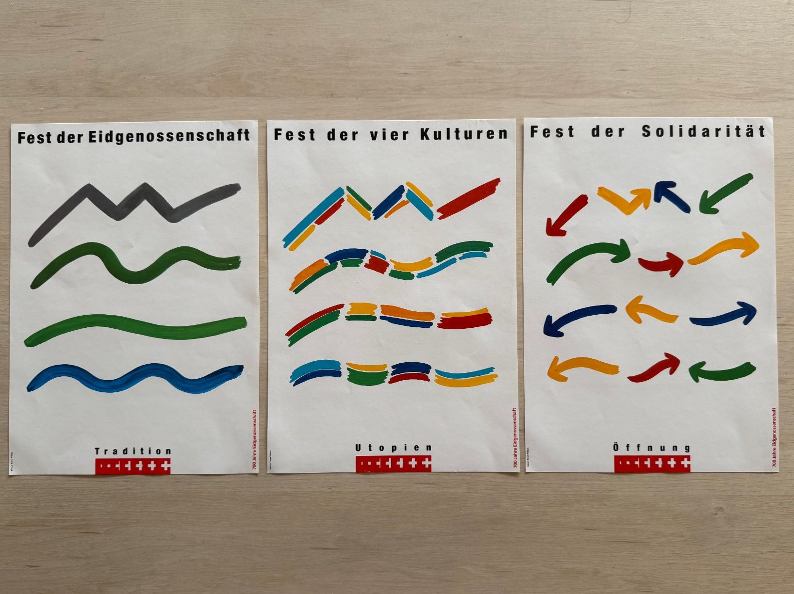 Foto & Immagini: 3 Klein-Plakate, Niklaus Troxler, 700 J. Eidgenossenschaft – Usato da Küsnacht ZH venduto da podsol