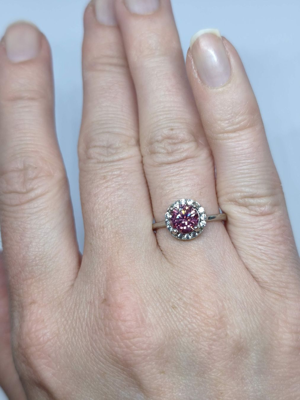 Anelli: Pinker Moissonite Ring Silberring 925 Grösse verstellb – Usato da St. Gallen venduto da GIULESGG 1