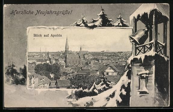Cartoline postali: Grusskarten-AK Apolda, Totalansicht aus  – Usato da Berlin venduto da bartko-reher