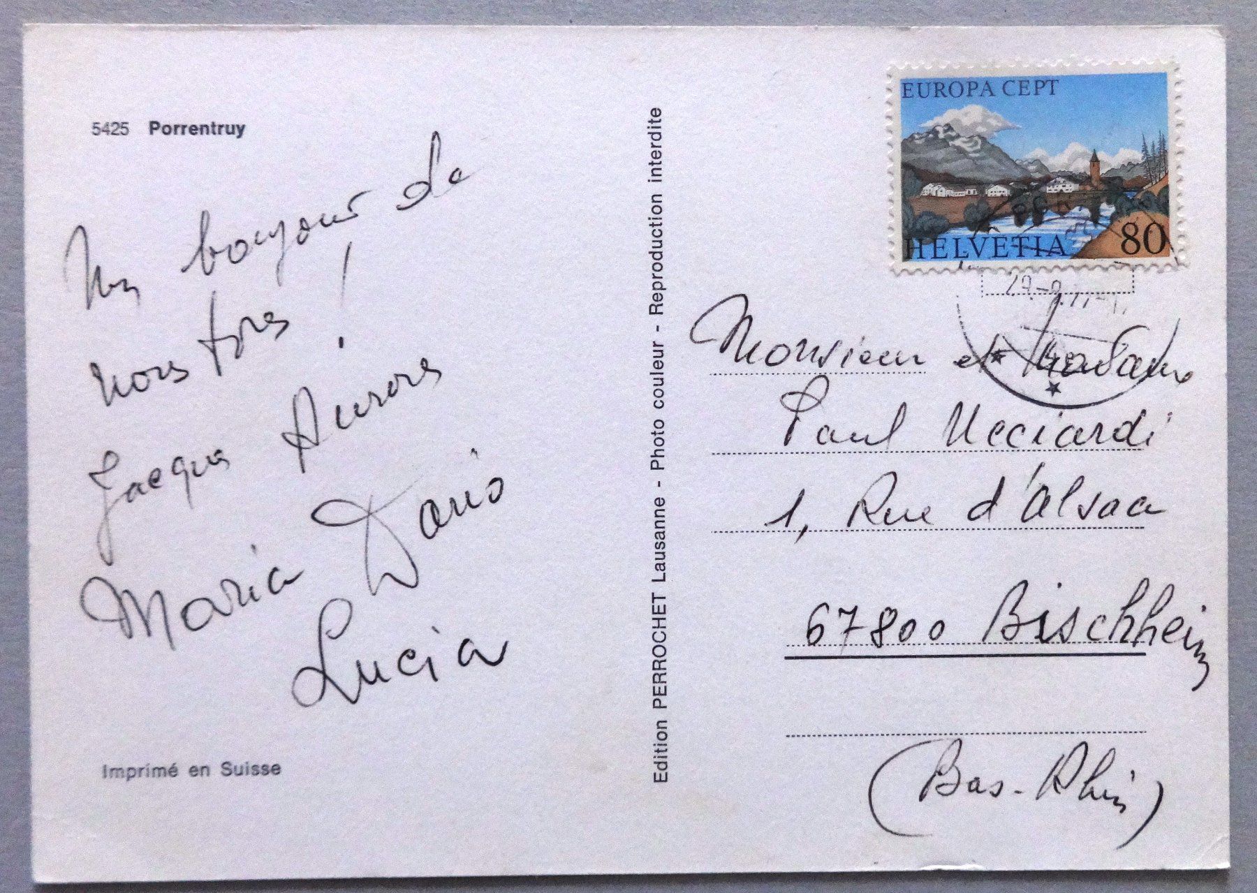 Cartoline postali: Porrentruy – Usato da Fétigny venduto da Billy2miny 1
