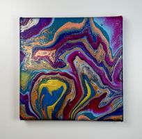 Acryl-Flüssigmalerei, quadratisch
