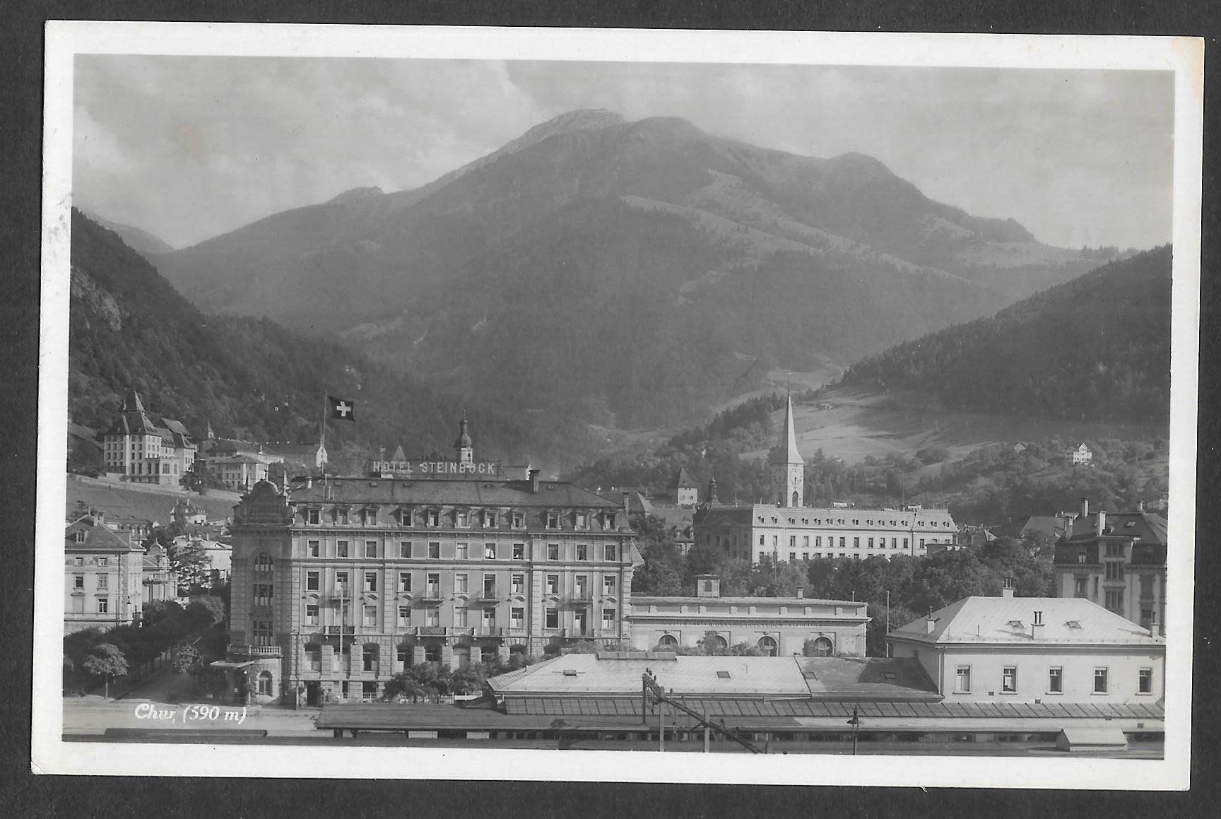 Ansichtskarten: Chur Teilansicht mit Hotel Steinbock – Gebraucht aus Olten von clotaldi